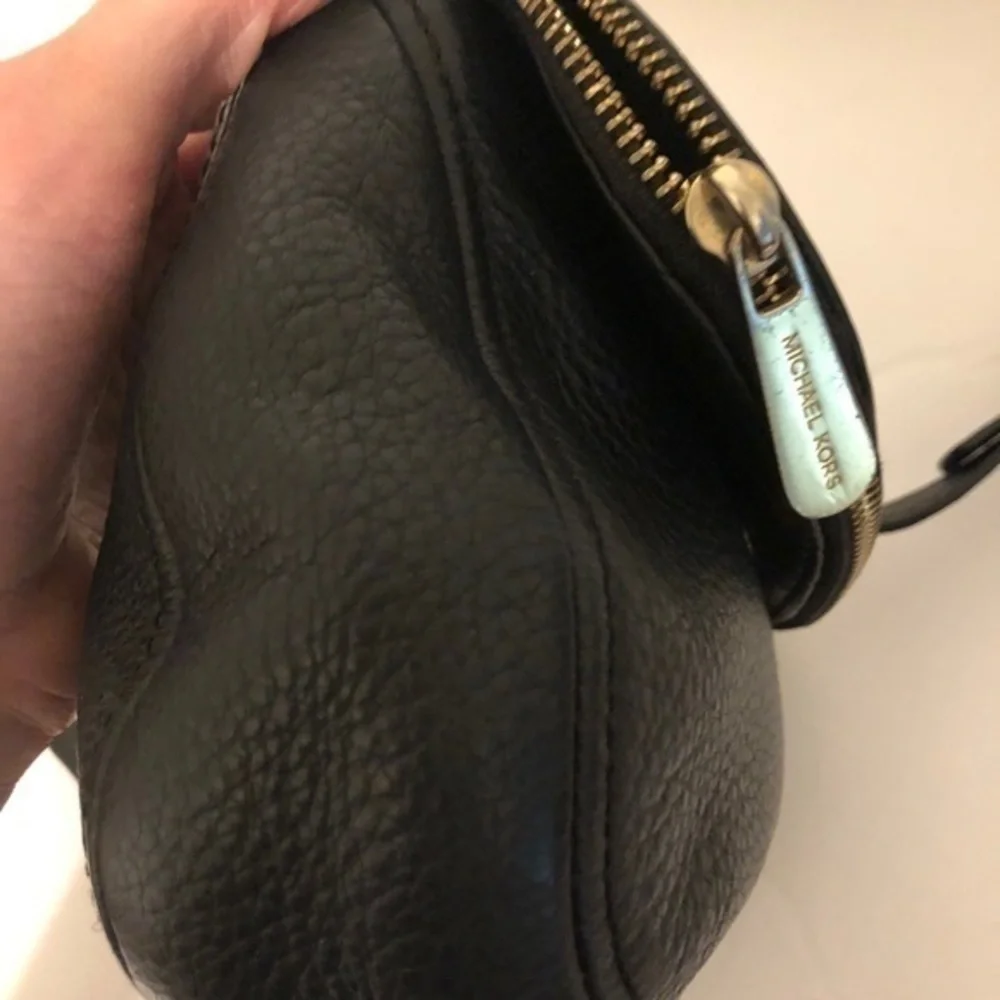 MICHAEL KORS black leather fold over crossbody bag